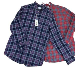 New Lot 2 Southern Tide Mens Shirts Small Plaid Brushed Cotton Flannel Skipjack